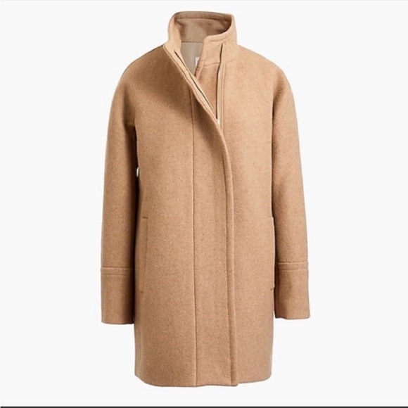 J. Crew City Cocoon Camel Zip-Up Coat lightly worn